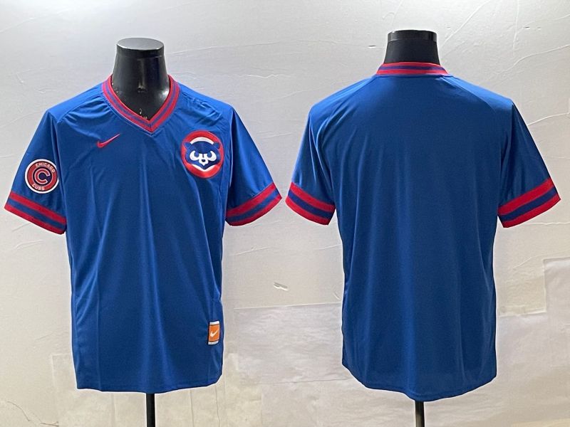 Men Chicago Cubs Blank Blue Throwback Game 2025 Nike MLB Jersey style 2